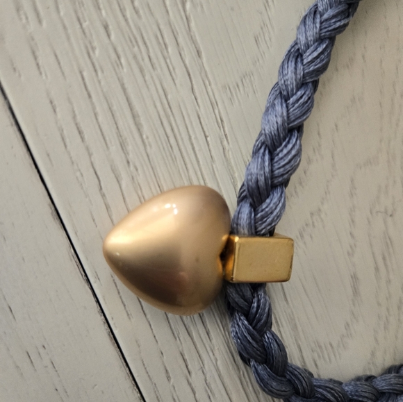 Gold and Blue Cord Heart Pendant Necklace From ANTHROPOLOGIE - Picture 3 of 3